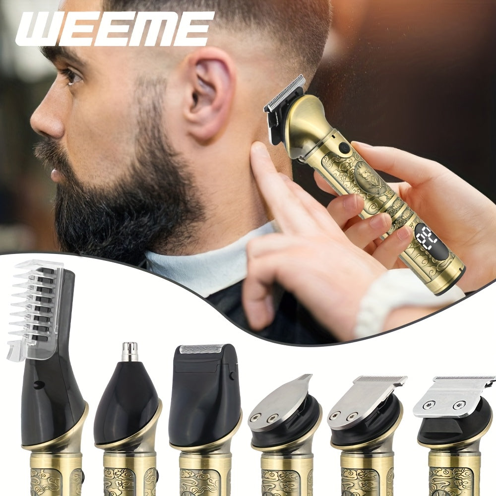 Мужской набор для ухода 6-в-1: триммер для бороды, электробритва, машинка для стрижки волос, триммер для усов, триммер для носа