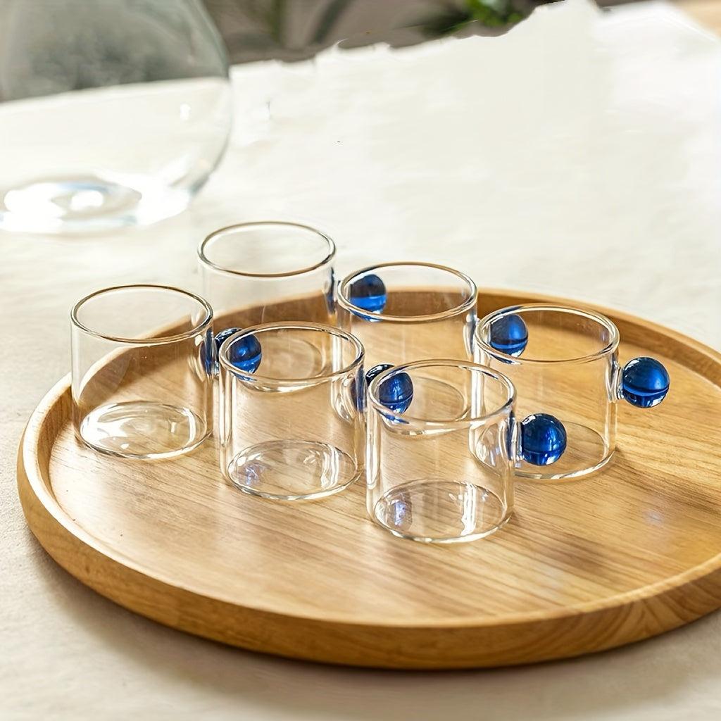 Set of 6 Mini Glass Pitchers with Colorful Knobs for Juices and Sauces