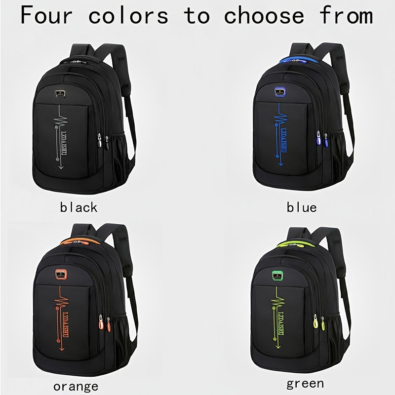 Black Nylon Casual Backpack for Travel and Laptop Storage
