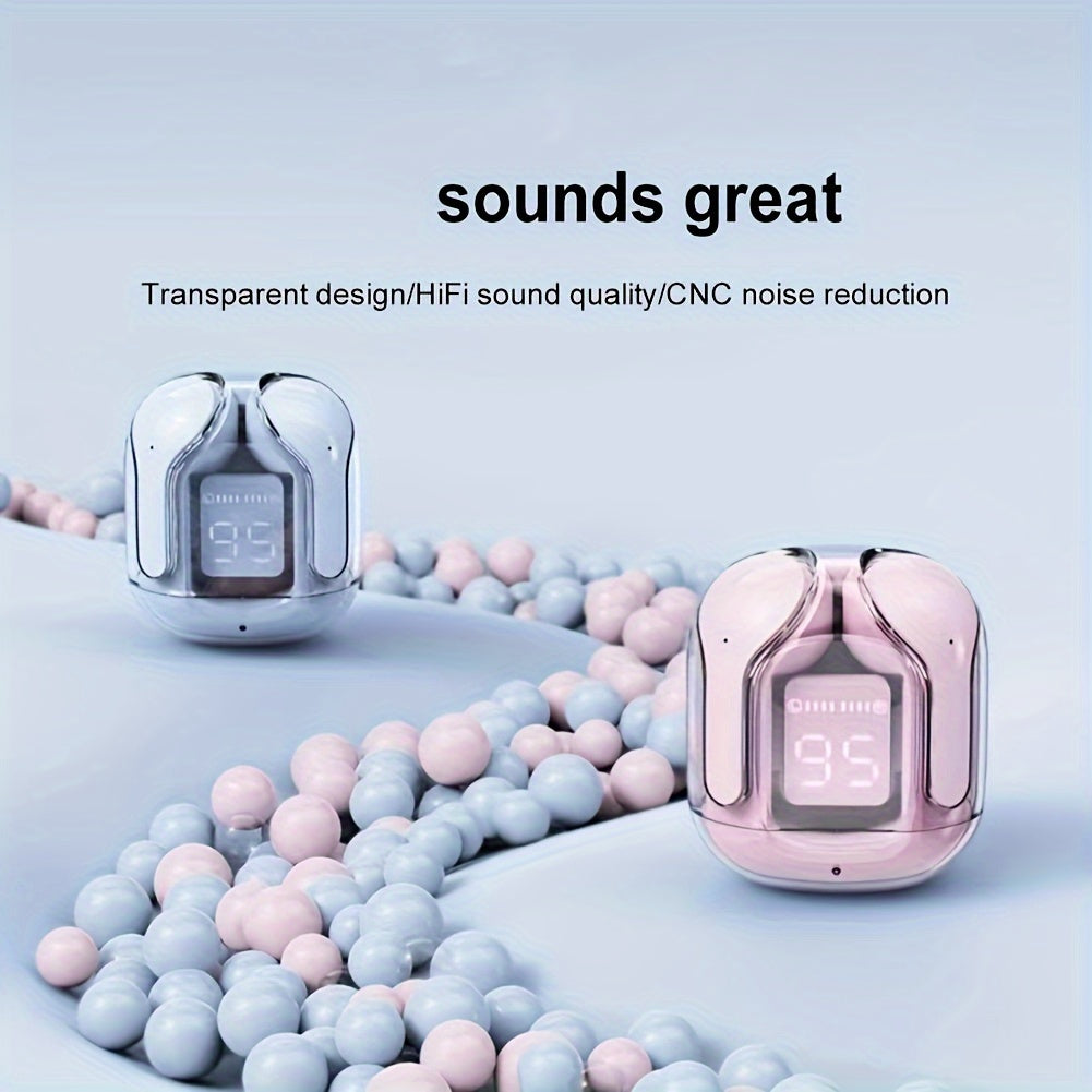 Wireless Earbuds with LED Battery Display Dual Microphones In-Ear Sports Headphones