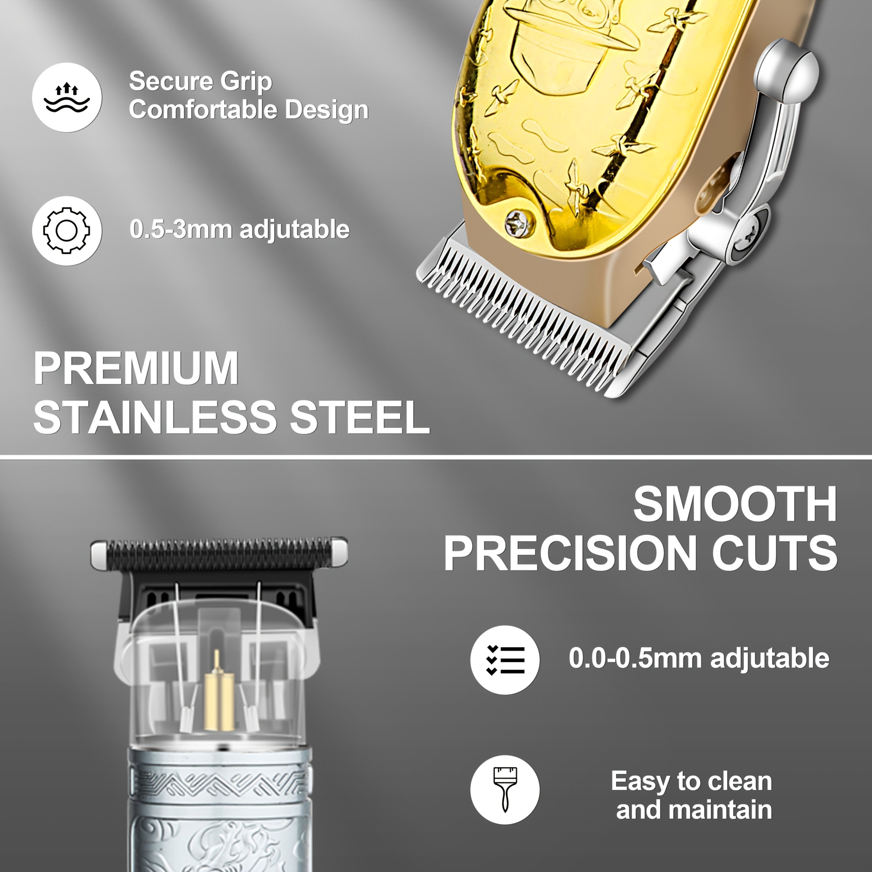 Electric men's hair clipper set with USB rechargeable wireless beard trimmer for barbers