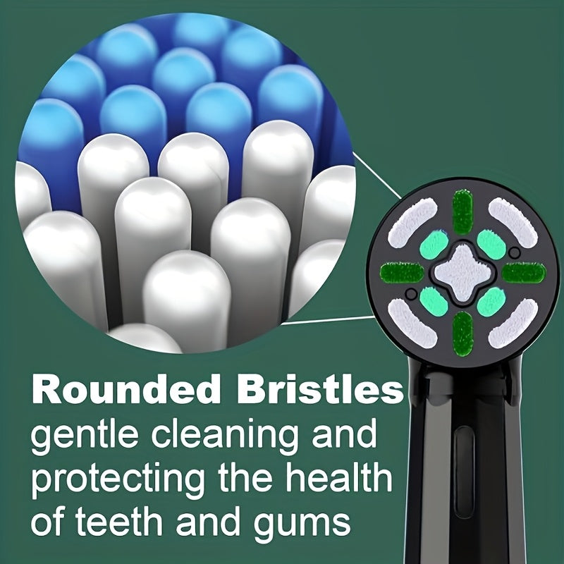 Pack of 8 White Green Electric Toothbrush Replacement Heads High-Density Bristles