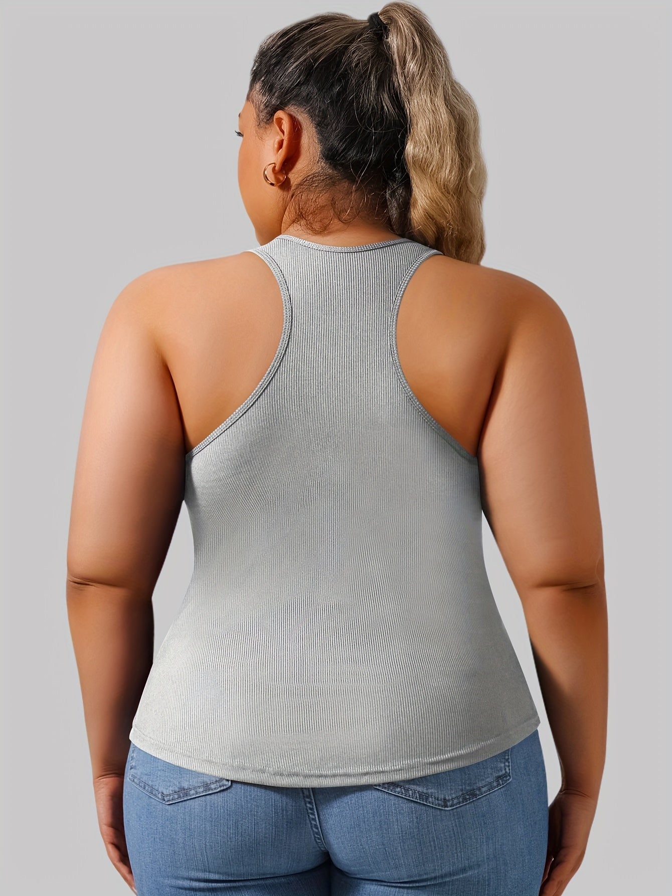 Women's Plus Size Solid Color Racerback Yoga Vest With Cup Padding