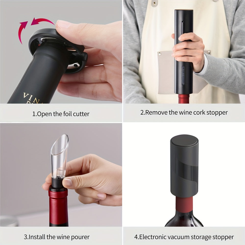 Elektr quvvatli vino shishasi ochgich to'plami, folga kesgich va vakuum yopgich bilan