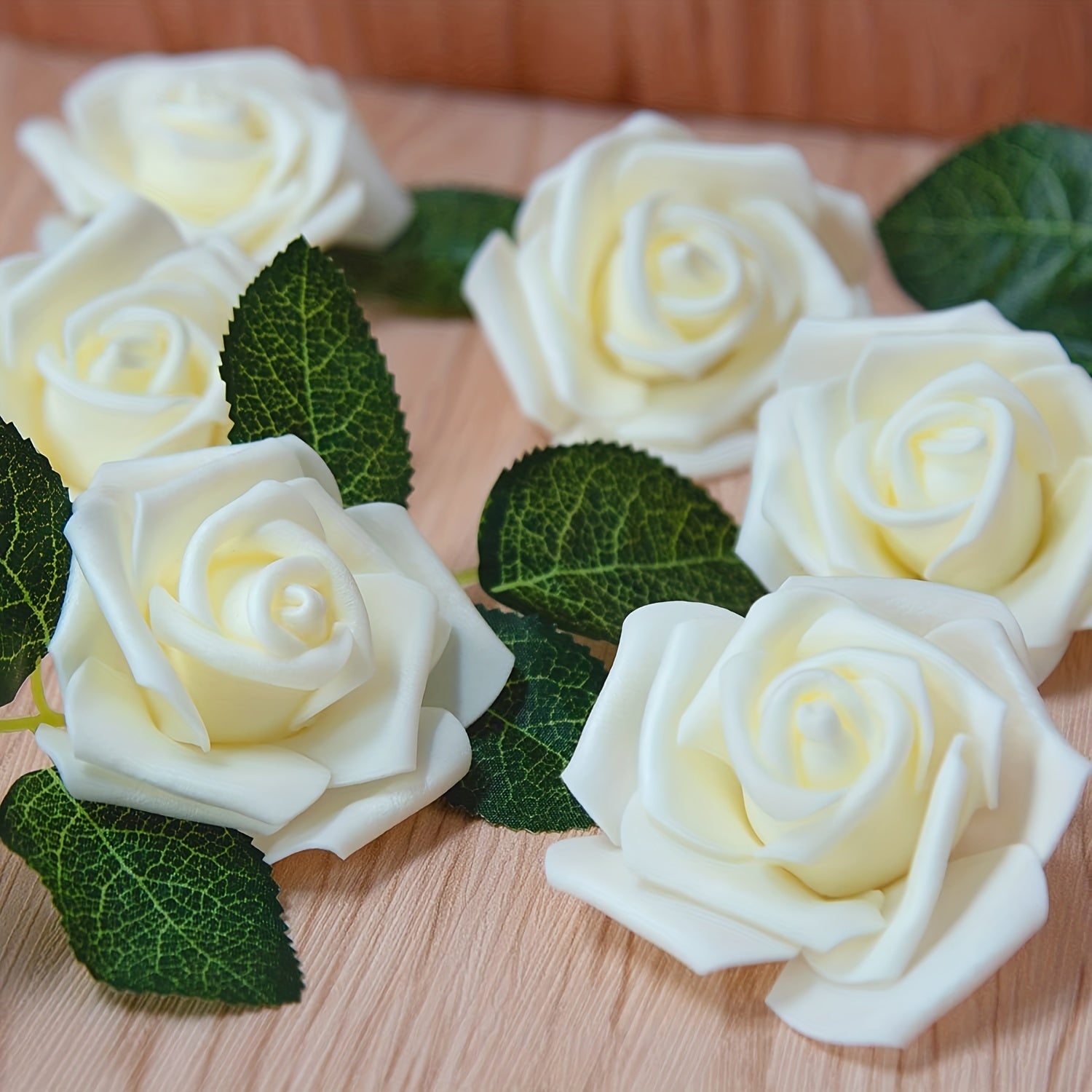 50 Pieces Artificial Foam Rose Flower Heads Ivory White for Wedding Party Home Decor