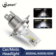 2 Pcs H4 LED Headlight Bulbs Car Motorcycle White Bright 8000 Lumens 6000K