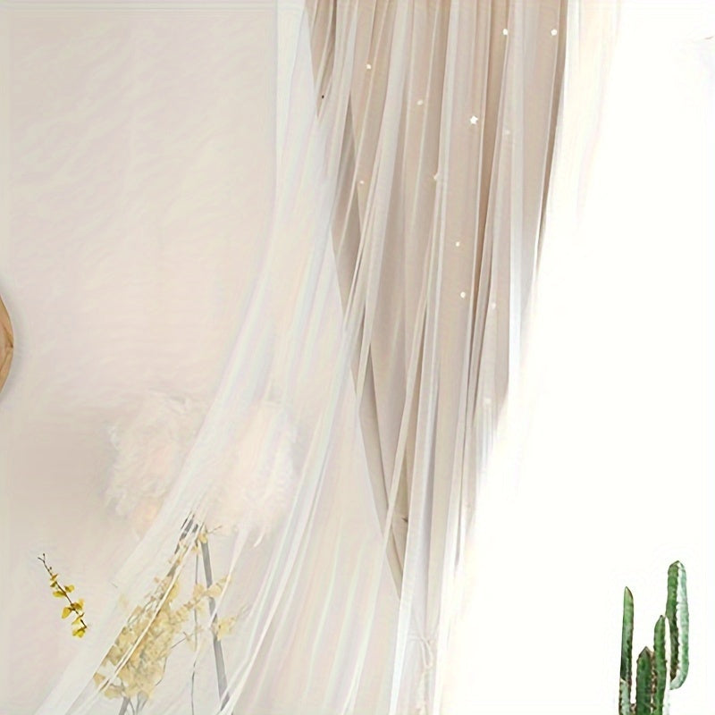 Hollow Star Curtains Two Layers Soft Breathable Fabric for Living Room Bedroom