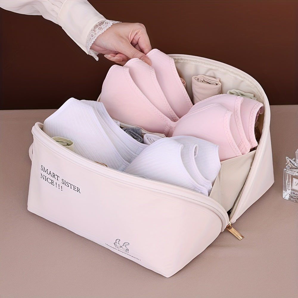 Fabric Zippered Bra Organizer Storage Bag for Travel and Packing
