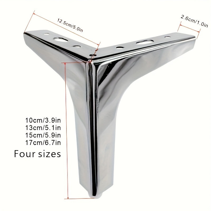 Set of 4 Modern Metal Furniture Legs in Black, Gold, Silver, 10cm or 13cm