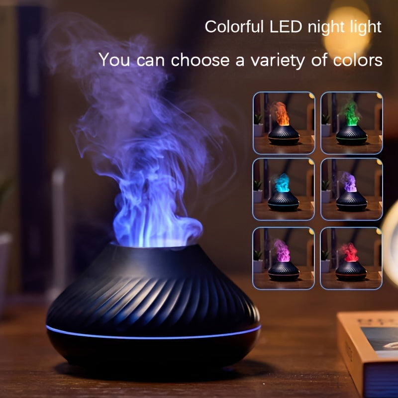 USB-Powered Soundwave Humidifier with 7-Color Flame Aromatherapy Light