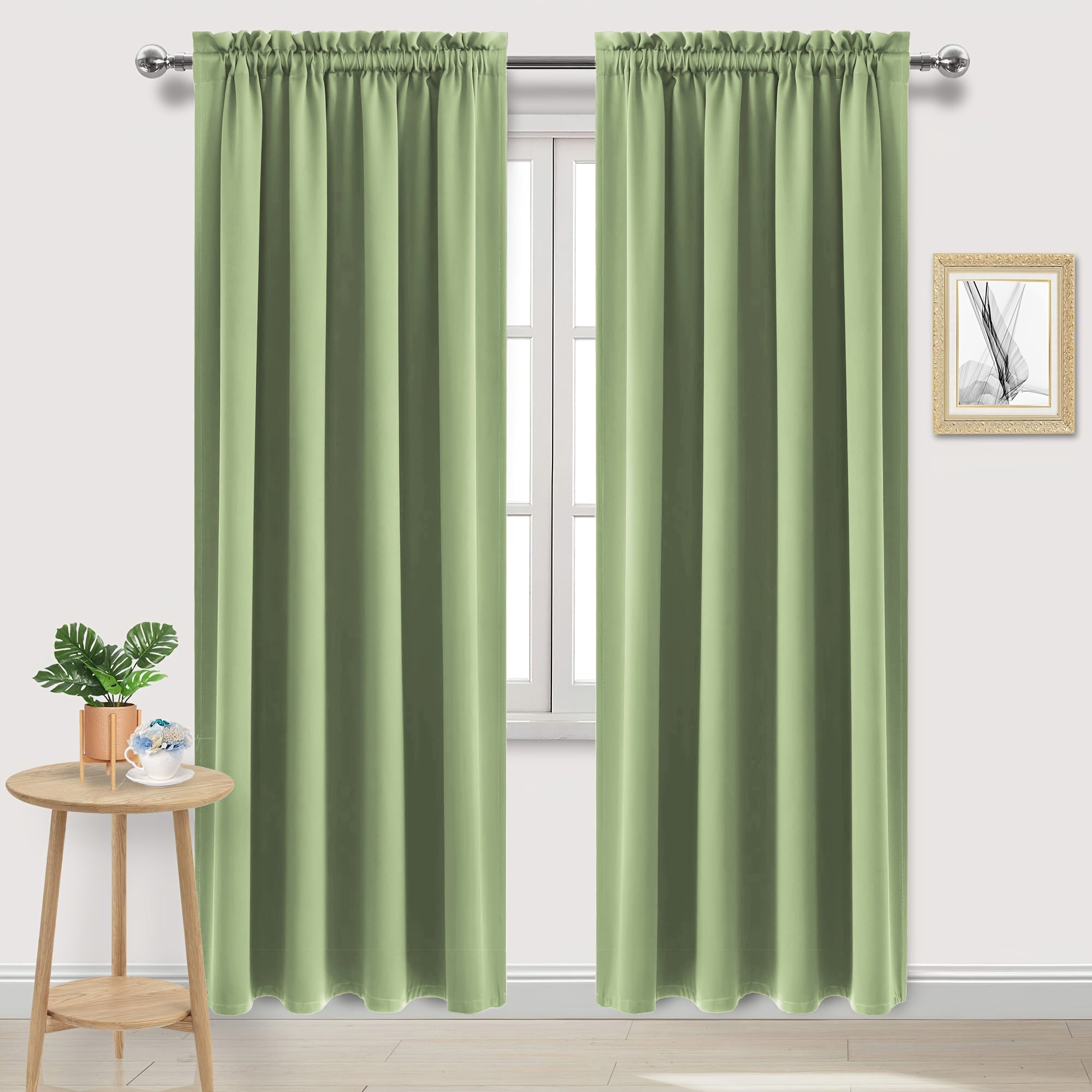 Blackout Curtains with Rod Pocket for Bedroom and Living Room Darkening UV Blocker