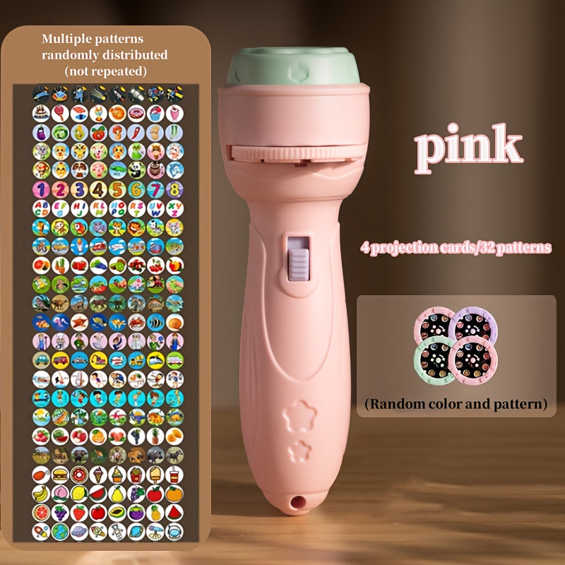 Proyector educativo infantil para niños de 3+ años con patrones de dinosaurios, océano, frutas en rosa, púrpura, verde y amarillo