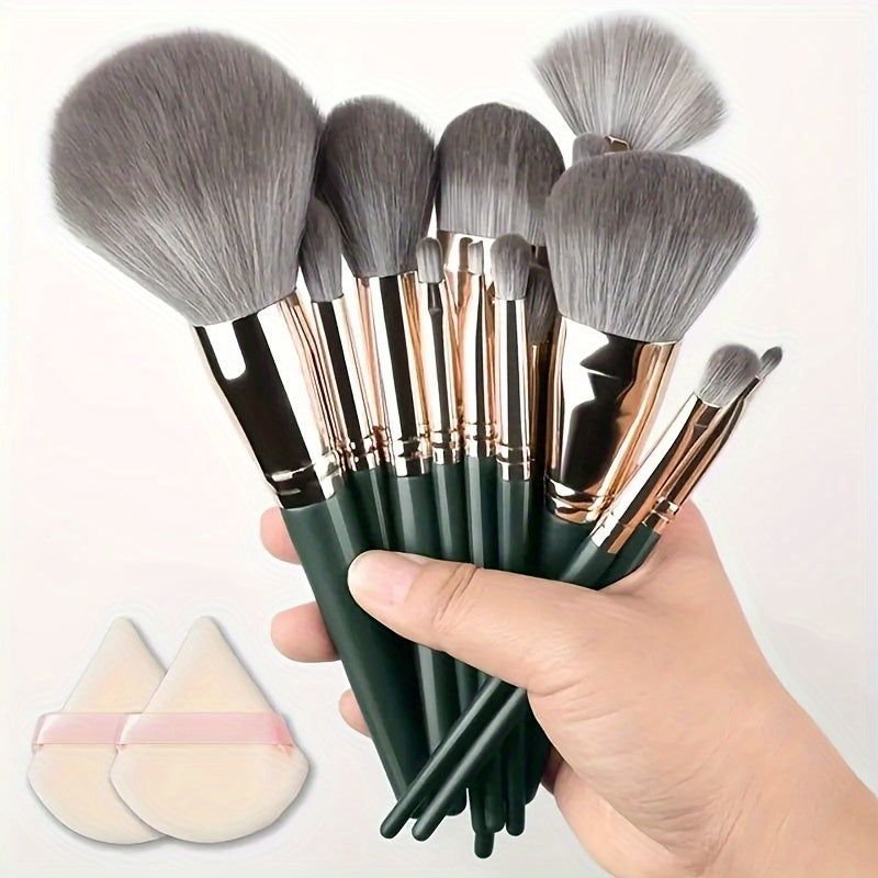 14pcs Makeup Brush Set with Synthetic Bristles for Face Eyes Lip Hypoallergenic