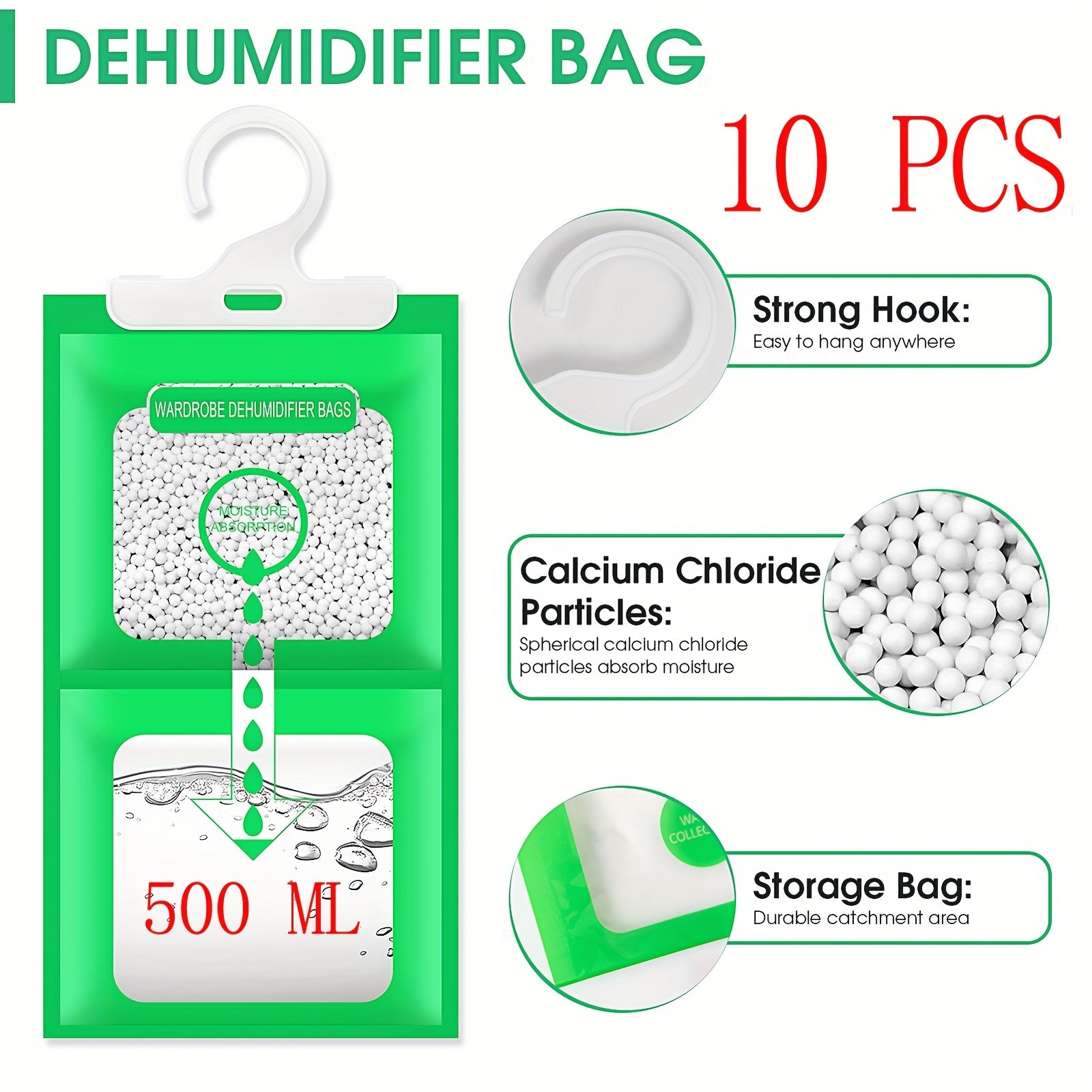 10 dona Namlikni Olish Sumkasi Elektrik Bo'lmagan Gardrop Quruqchisi