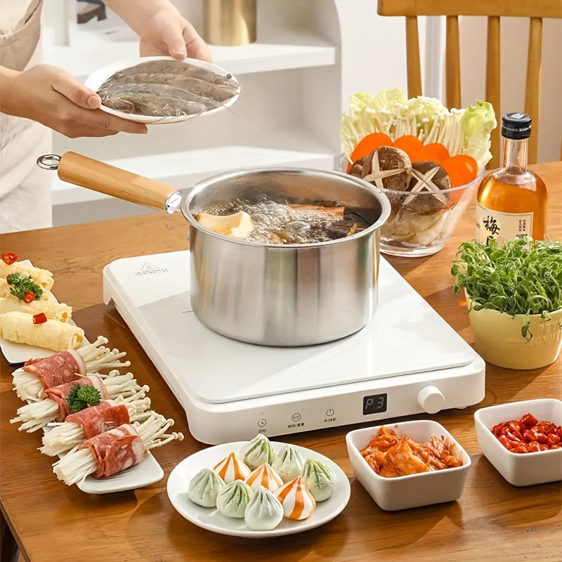 3-Piece Stainless Steel Cookware Set Milk Pot Fry Pan Oil Pot for Electric Cooking