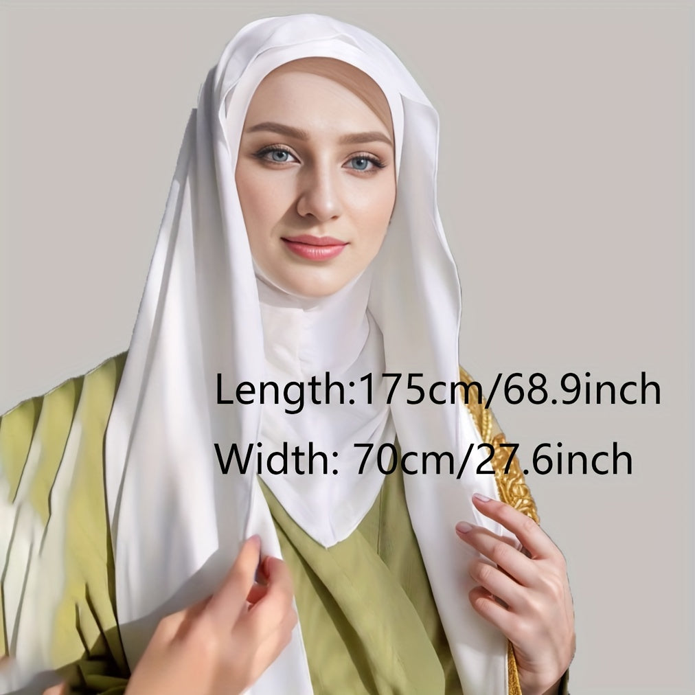 White Chiffon Instant Hijab with Spandex for Full Coverage Ramadan Gift