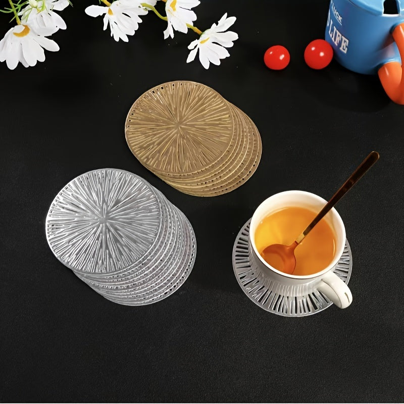 Set of 6 Fireworks Coasters PVC Washable Reusable Non-slip Heat Insulation for Coffee Wine Tea