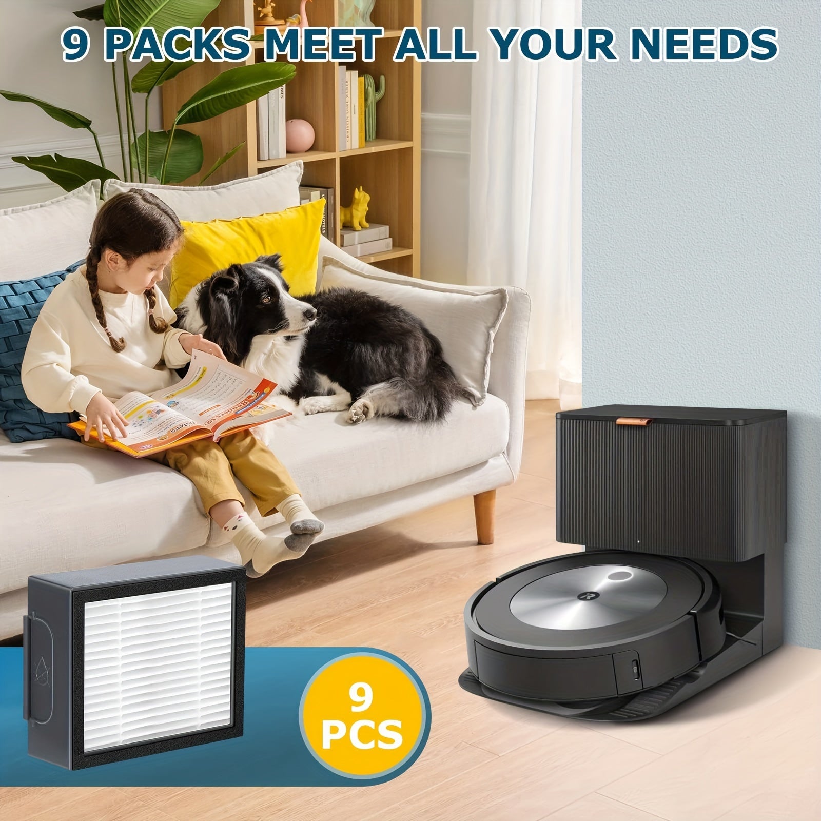 Irobot Roomba seriyasining E5, E6, E7, I3, I4, I6, I7, I8, J7, J7+, J7+ modellari bilan mos keladigan HEPA filtrlar, o'lchamlari 5 sm/1.97 dyuym x 6.5 sm/2.5 dyuym.