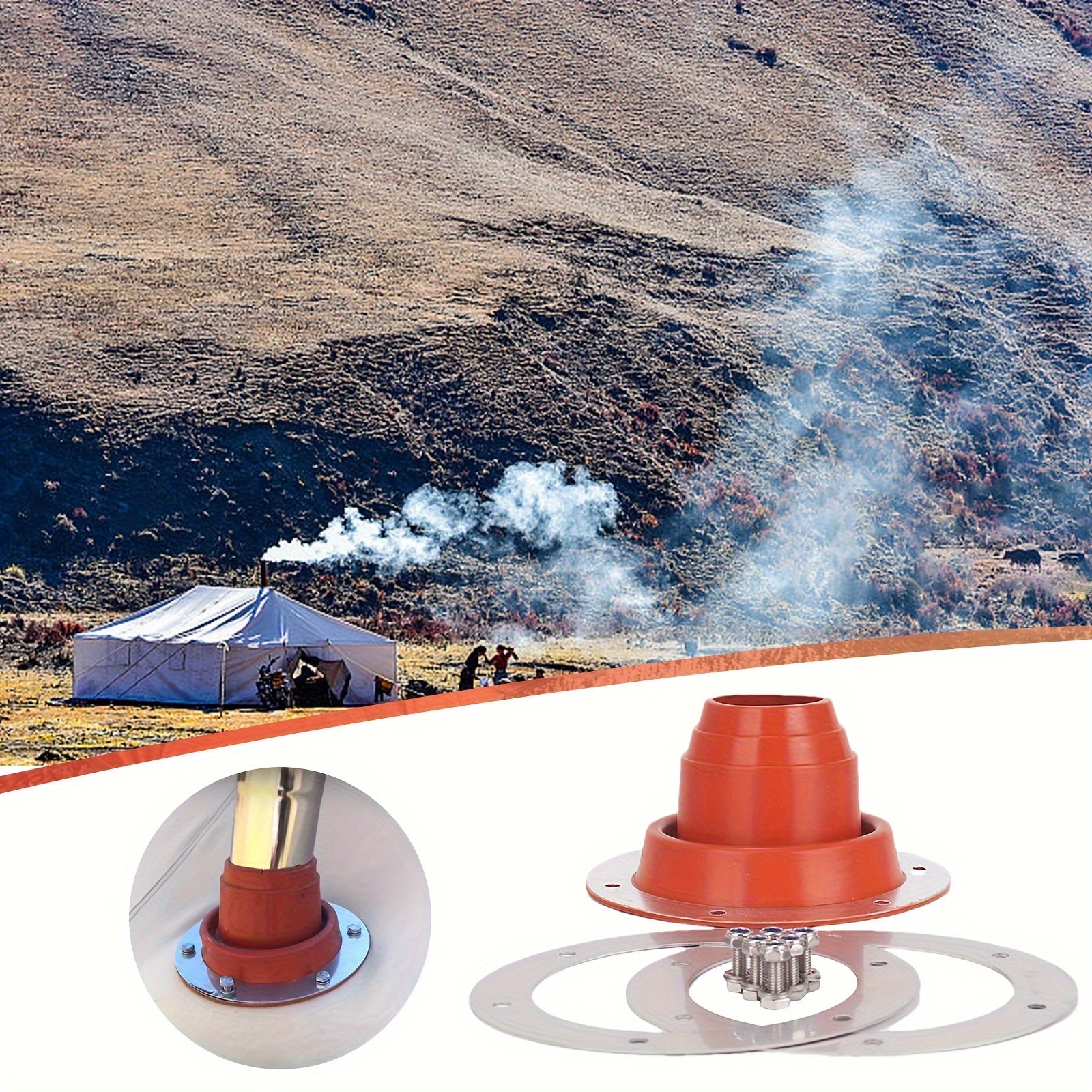 Silicone Tent Pipe Seal Kit for Camping Heating Cooling Equipment