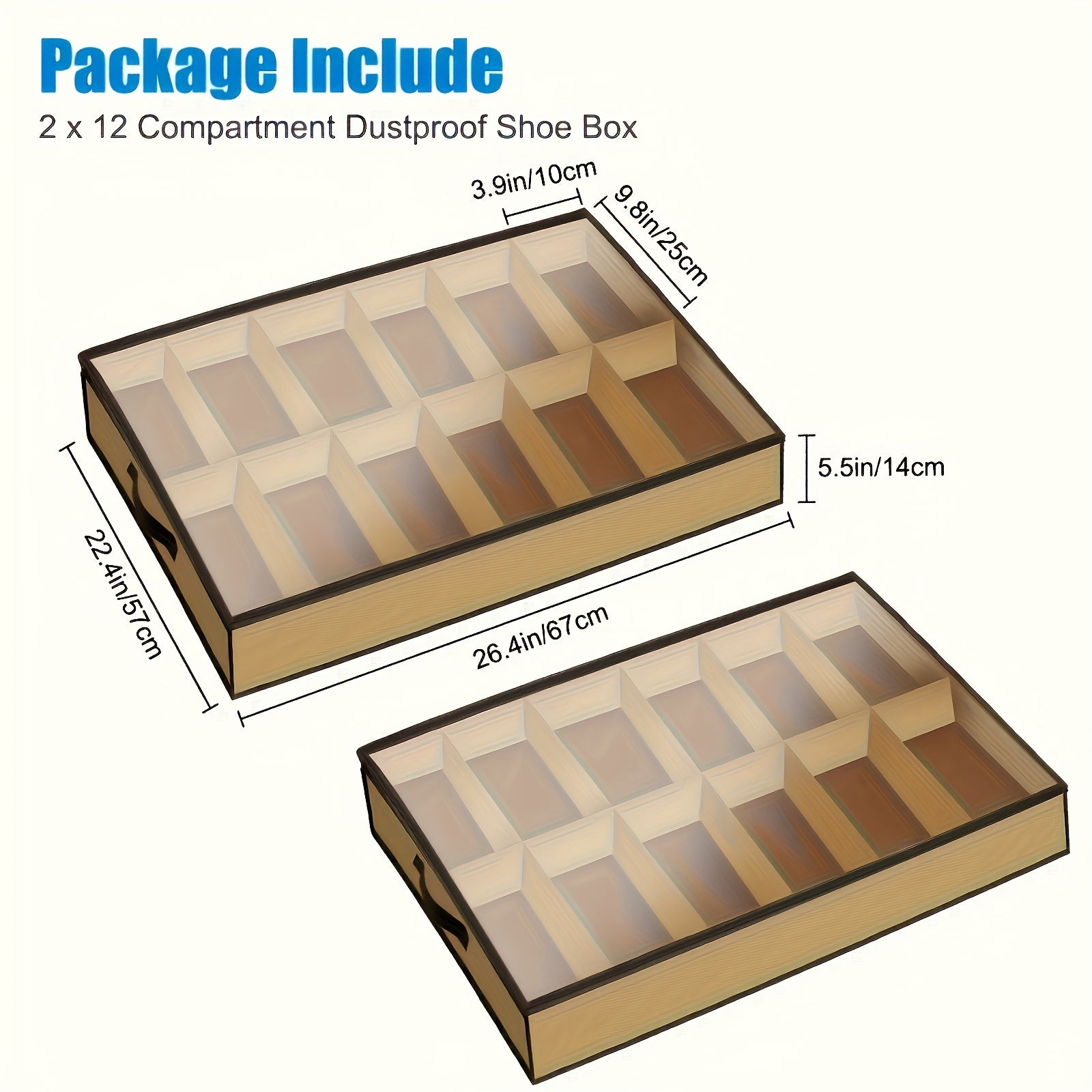 Organizador de zapatos con 12 compartimentos tapa transparente a prueba de polvo, ahorro de espacio