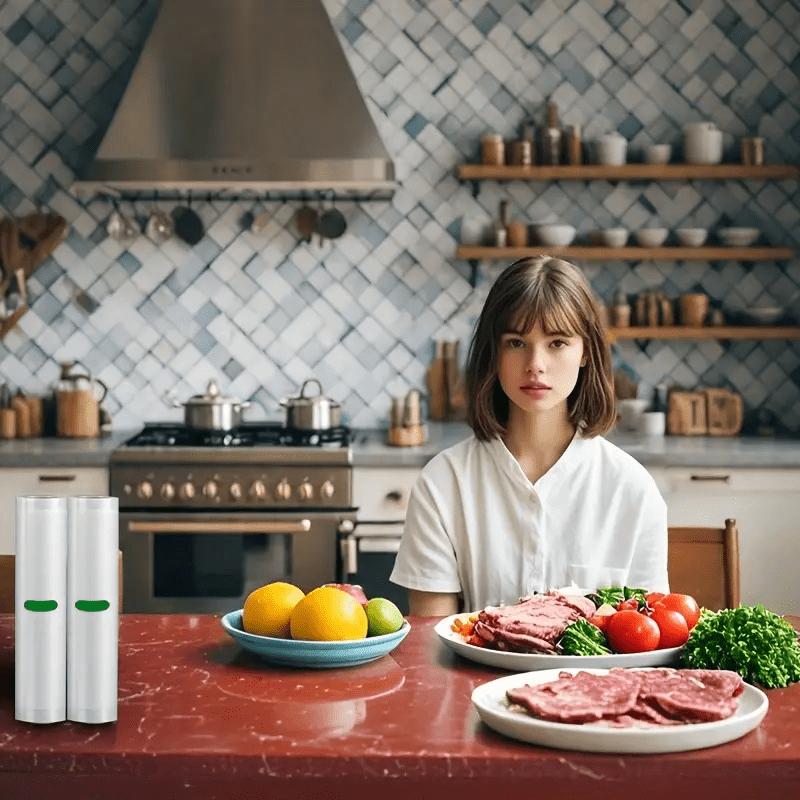 Rollo de sellador al vacío de 2 unidades, 3M de largo, duradero, resistente a desgarros, para almacenamiento de alimentos