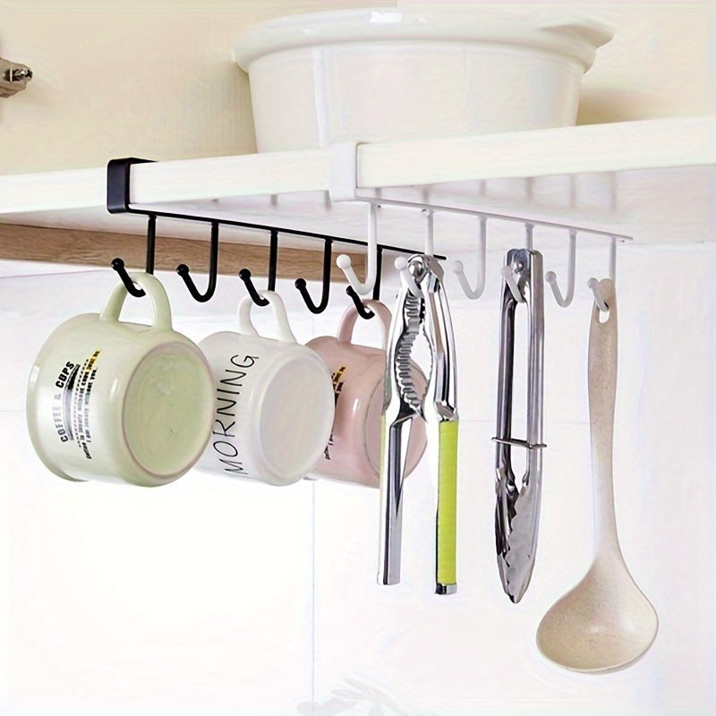 Compact Kitchen Organizer with 6 Hooks for Cups Mugs and Utensils