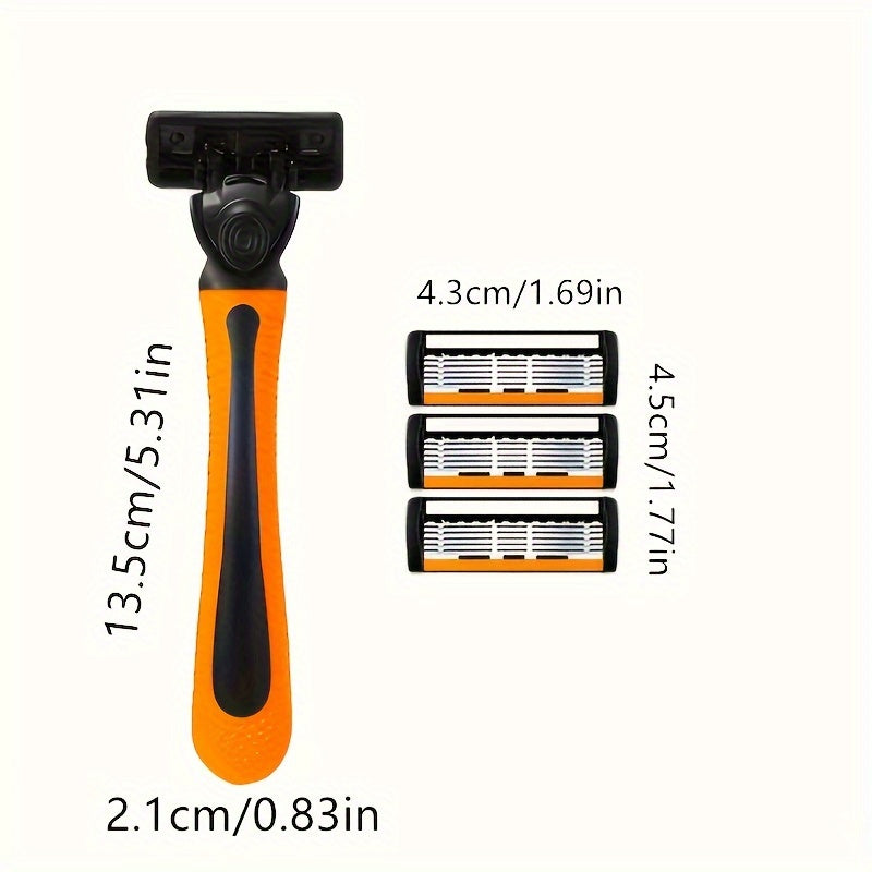 Men's Safety Razor Set with Non-Slip Metal Handle and Sharp Blades for Beard and Mustache Grooming