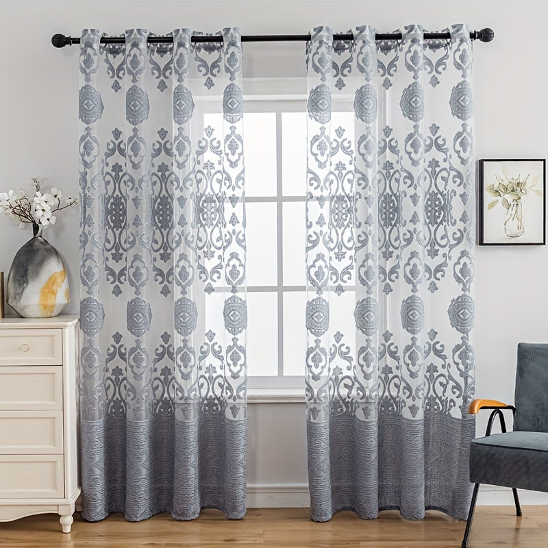 Jacquard Embroidered Sheer Curtain for Living Room Bedroom Balcony