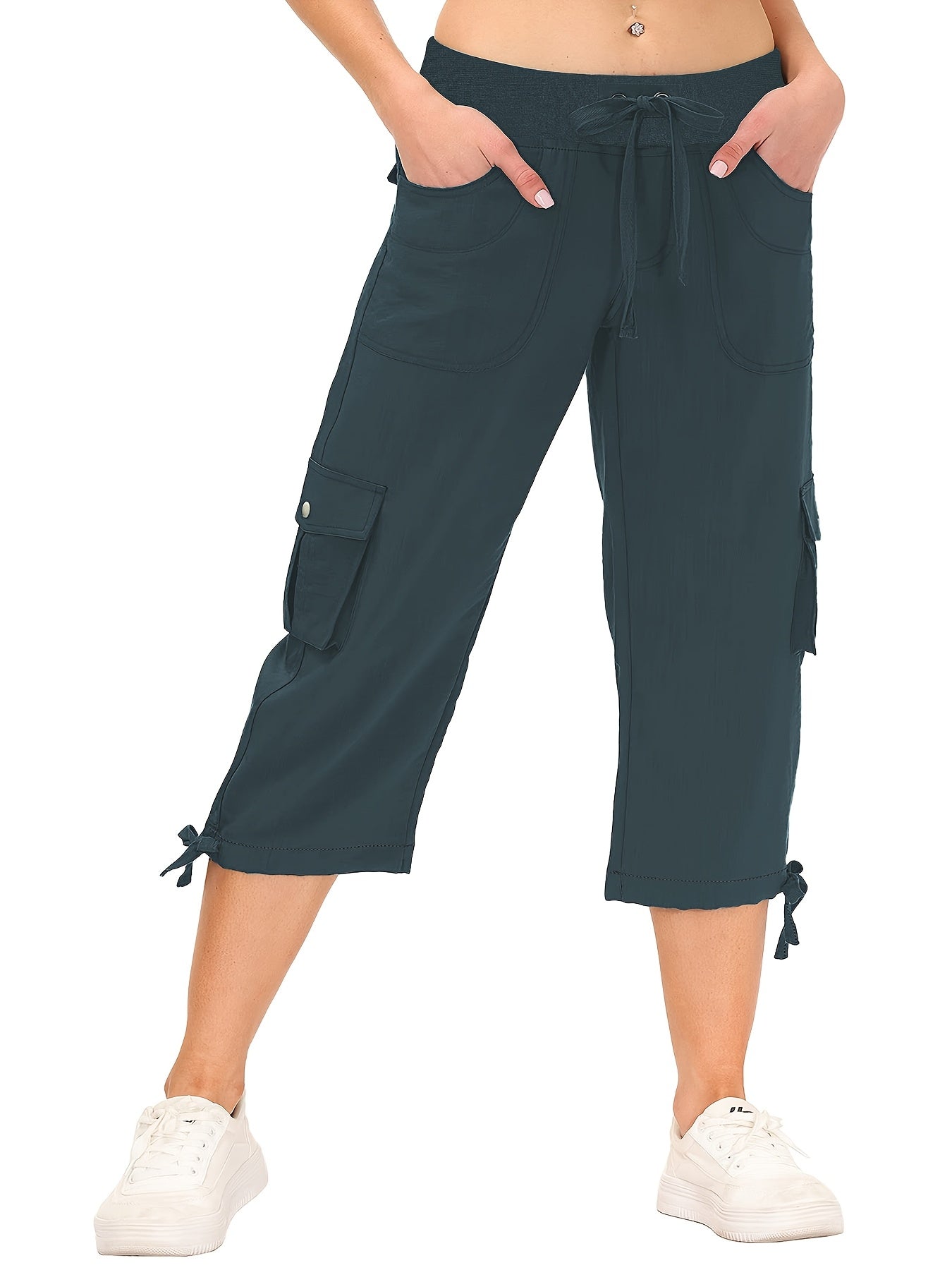 Women's Plus Size Cargo Capris Hiking Pants Lightweight Quick-Dry Outdoor