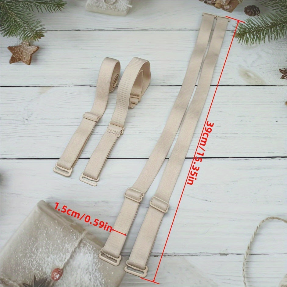 Set of 2 Adjustable Solid Color Bra Straps for Lingerie Detachable Replacement