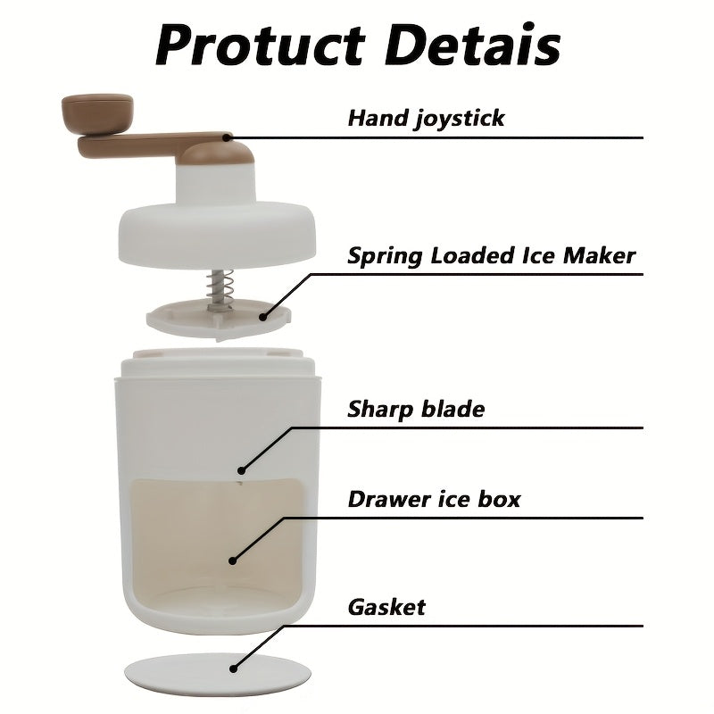 Manual hand-cranked ice shaver and smoothie maker for fruit milkshakes seafood easy to use ergonomic handle no electricity required for home restaurant