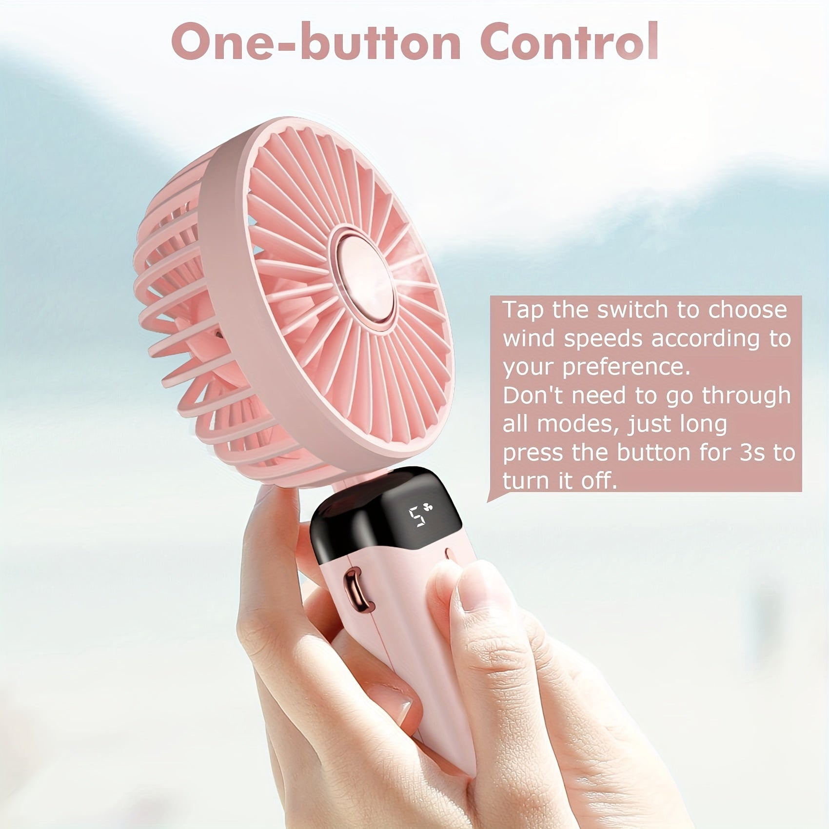 Portable Handheld Fan with LED Display Rechargeable Quiet USB Mini Fan for Indoor Outdoor Use