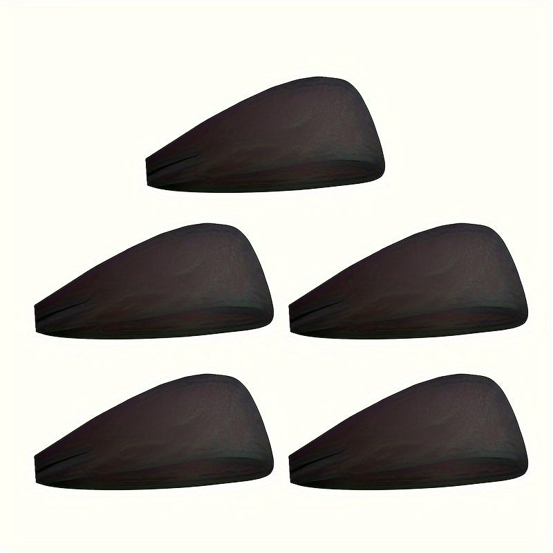 Black Sports Headbands Set of 1 or 5 for Men Women Running Cycling Yoga Fitness