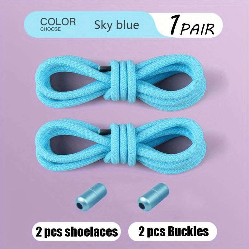 Teenagers Elastic Colorful Shoe Laces with Buckles and No Tie Needed (2 Pairs)