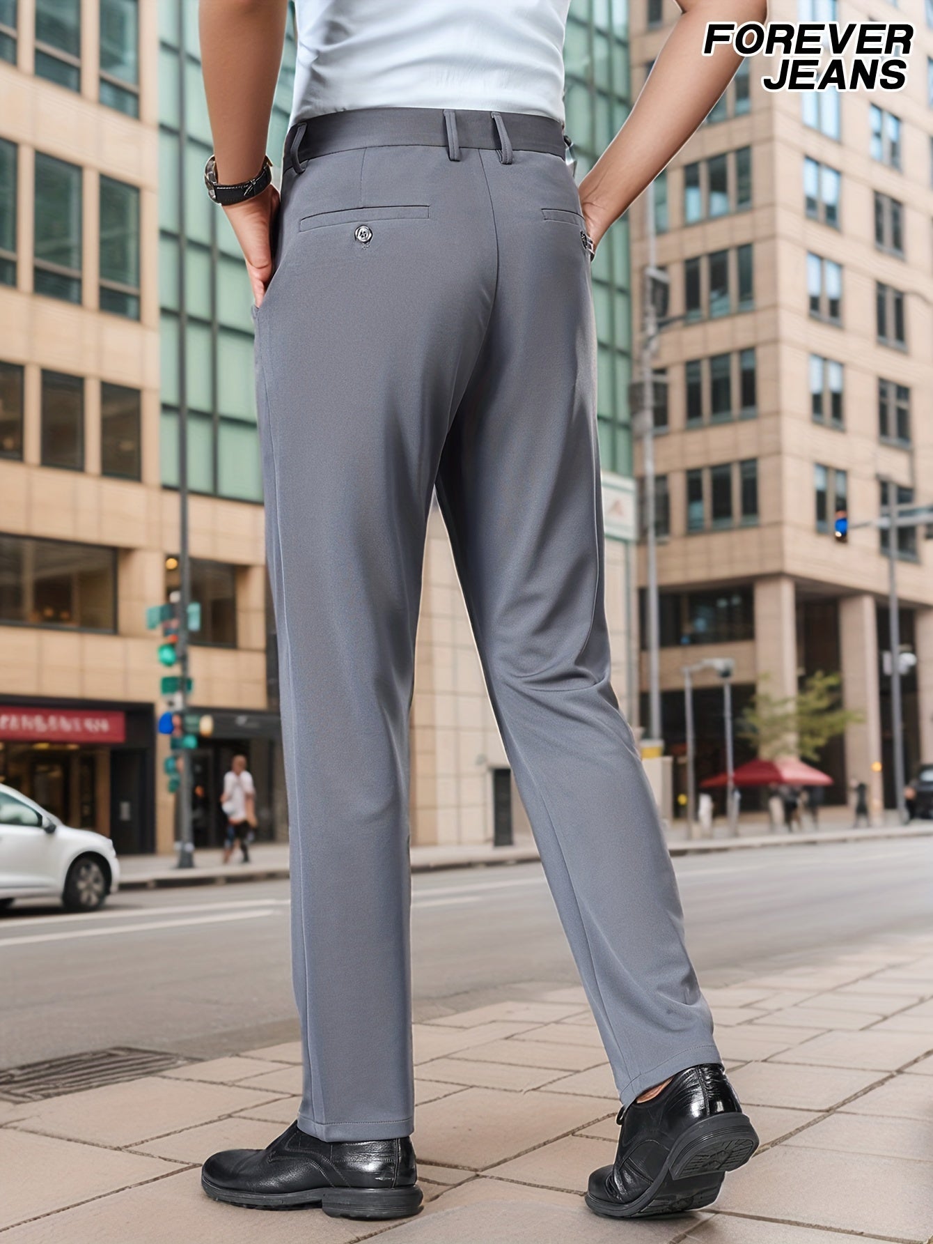 Мужские черные классические брюки из эластичного полиэстера и спандекса для офиса и работы