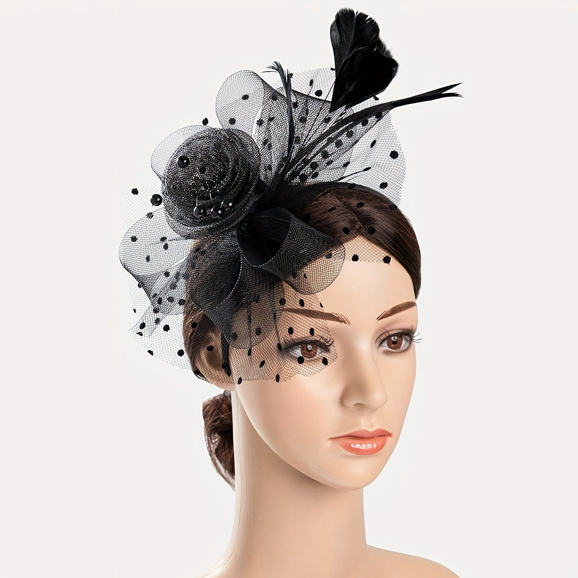Women's Flower Mesh Faux Feather Fascinator Headband for Tea Parties and Weddings