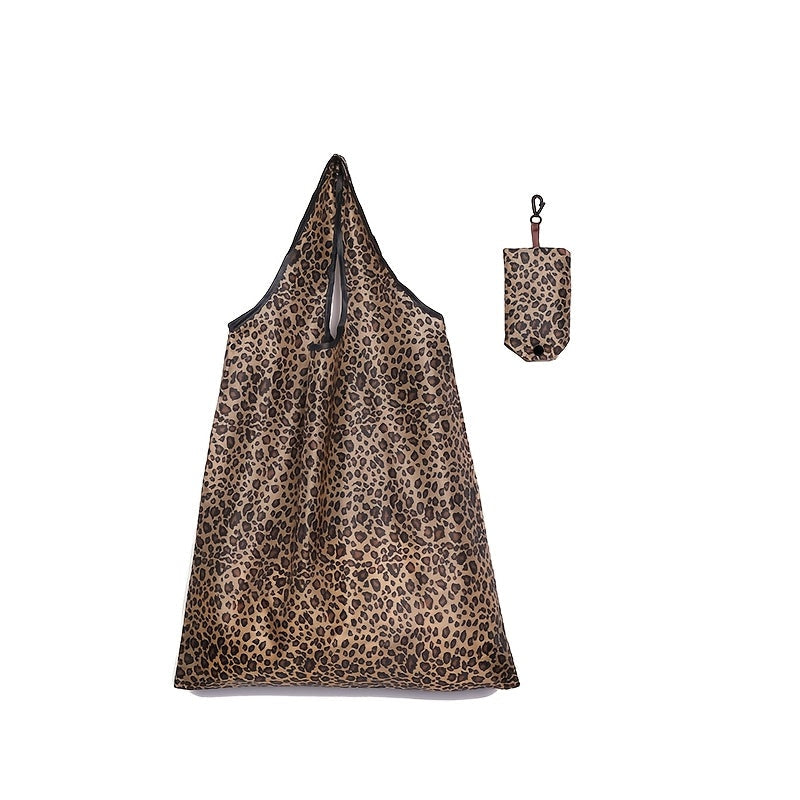 Reusable Polyester Shopping Tote Bag Large Foldable Sunflower Leopard Paisley