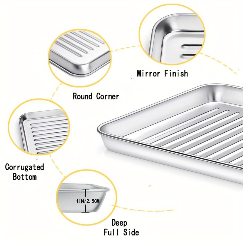 Stainless Steel Baking Sheet Set with Cooling Rack Oven-Safe Durable Cookware