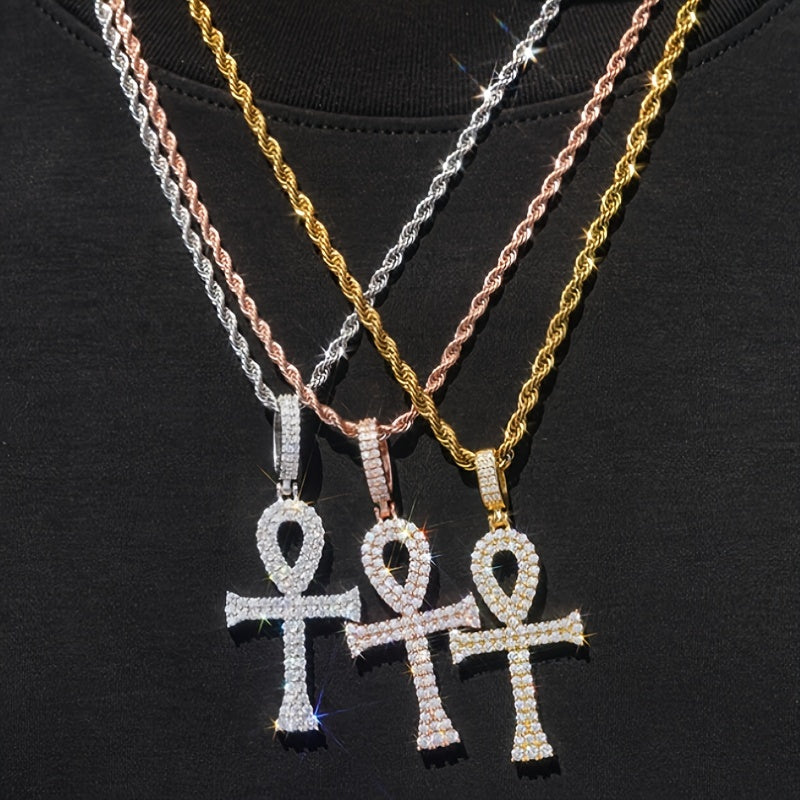 Silver Cross Pendant Necklace with Moissanite 2.5 Carats for Women and Party Wear