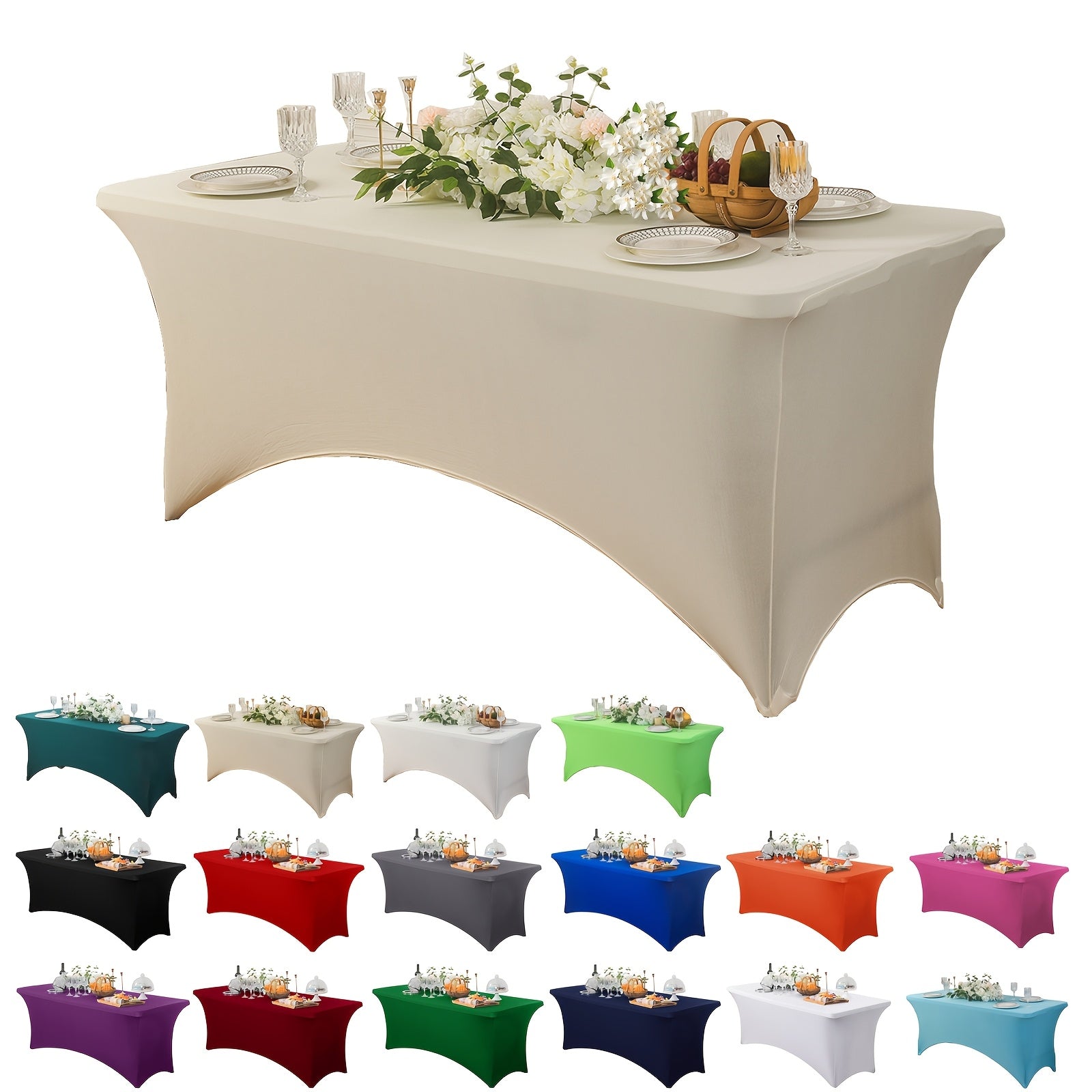 Stretch Spandex Tablecloth for Weddings Parties and Events Durable Polyester Blend Mixed Color