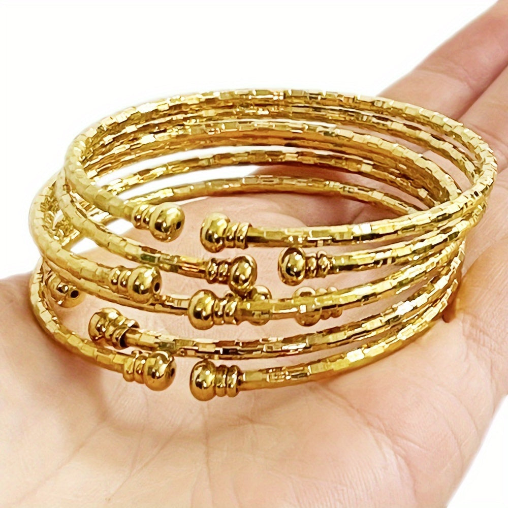 Set of Six Gold and Silver Bangles for Women, Wedding, Party, Gift