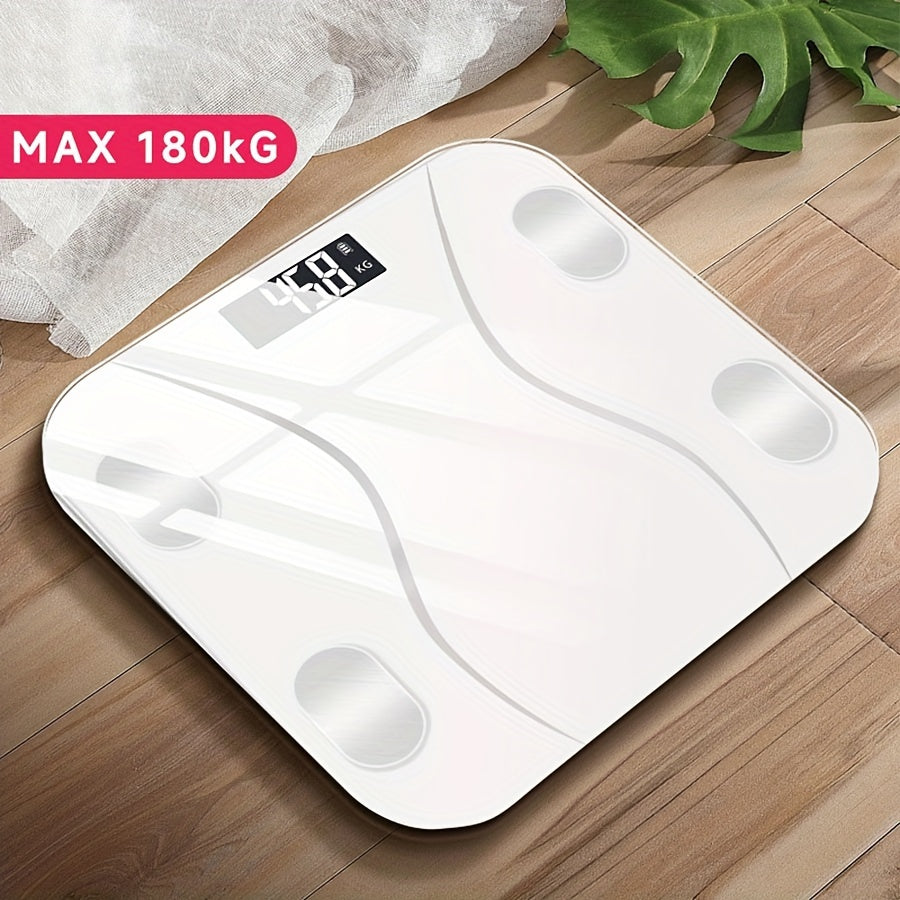 LCD displeyli aqlli elektron tarozi, mobil telefon bilan ulanish, aniq tana vaznini o'lchash, batareya bilan ishlaydi (batareya kiritilmagan), kattalar uchun, uyda foydalanish.