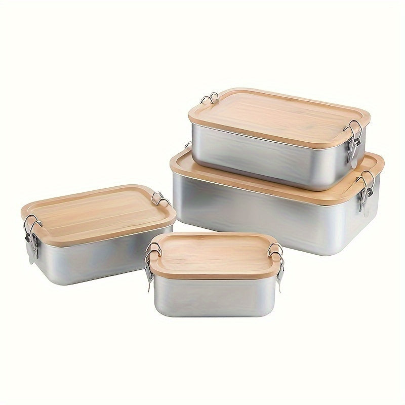 Stainless Steel Bento Box with Bamboo Lid for Lunch and Snacks
