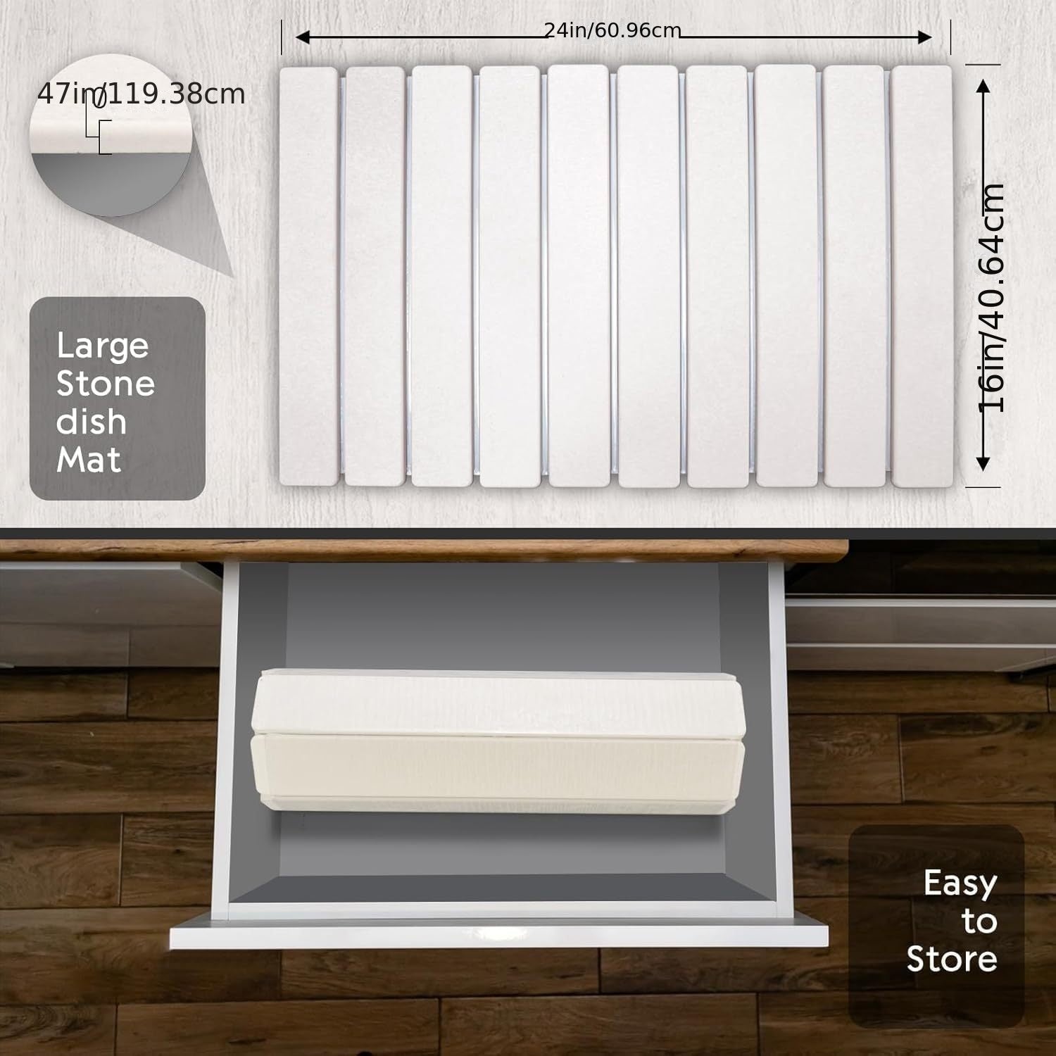 Diatom Mud Dish Drying Mat Collapsible Quick Dry Countertop Large Absorbent