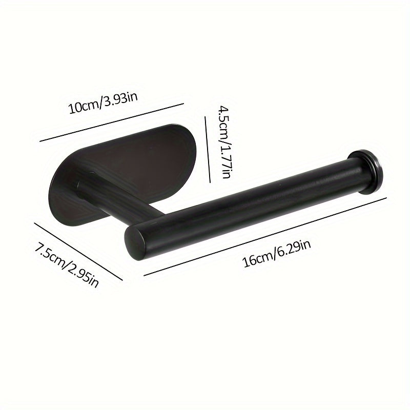 Black Stainless Steel No-Drill Toilet Paper Holder for Bathroom Kitchen