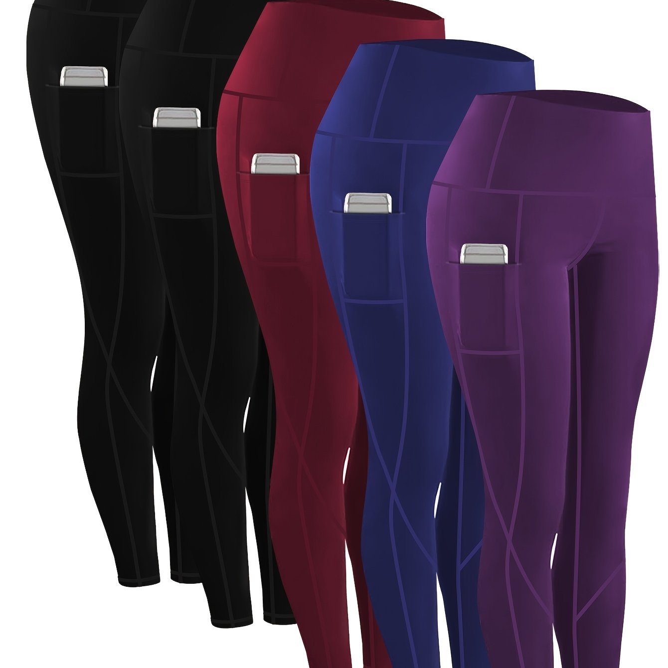 Ayollar uchun ko'p rangli katta o'lchamli yoga legginslari, cho'ntaklar bilan, fitnes uchun