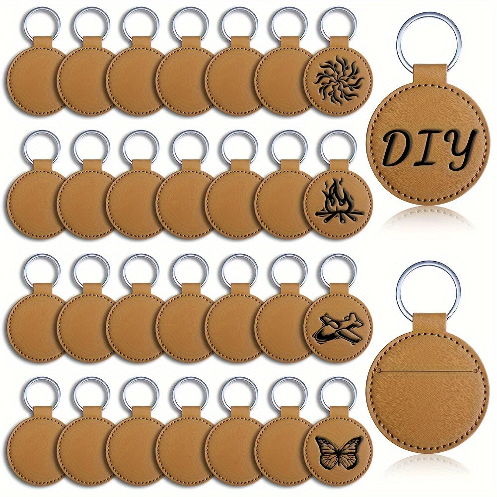 Set of 30/32 PU Leather Key Rings for Men with Laser Engraving, Backpack Keychains