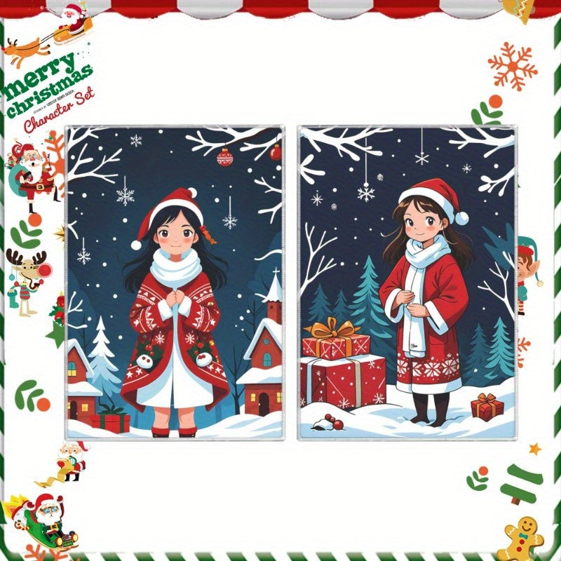 Set of 2 Christmas Snowflake Kitchen Towels 18x26 Winter Holiday Decor
