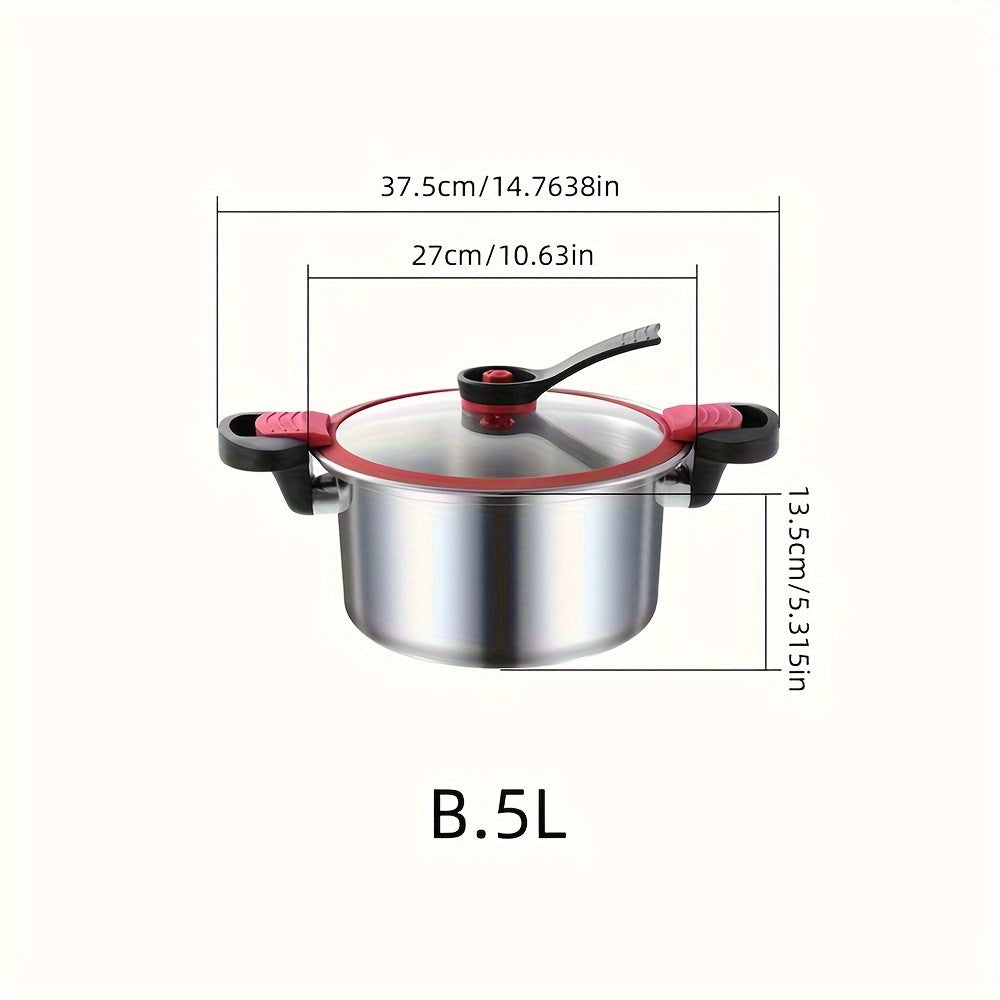 Red Circle Stand Handle Micro Pressure Cooker for Small Kitchen Use