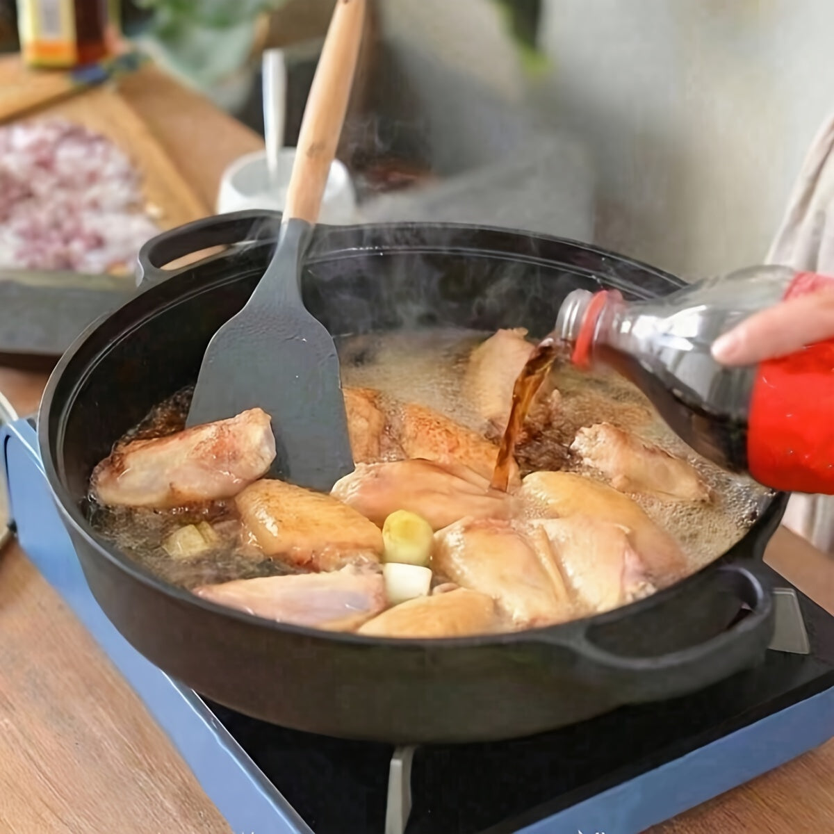 Cast Iron Skillet Round 10 Inch Nonstick Double Handle Cooking Pan for Kitchen and Restaurant